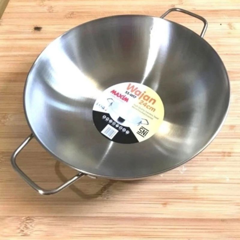 Wajan Maxim induksi 24 cm stainless steel kuali penggorengan kecil