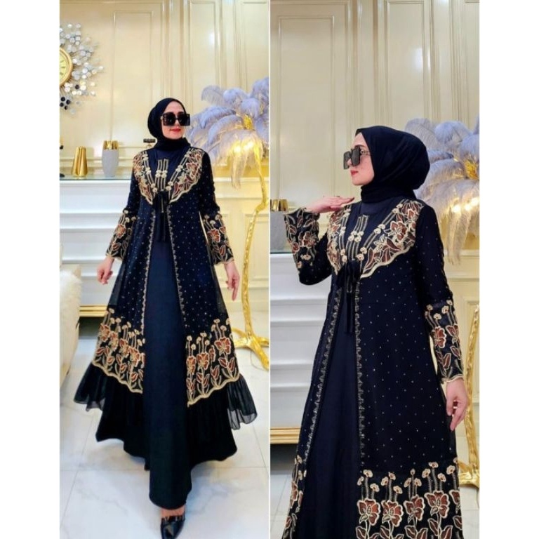 Model Baru Gamis Abaya Turkey Abaya Arab Jersey Mix Ceruti Bordir Mote Swarosky Turkey Model RATU DZ