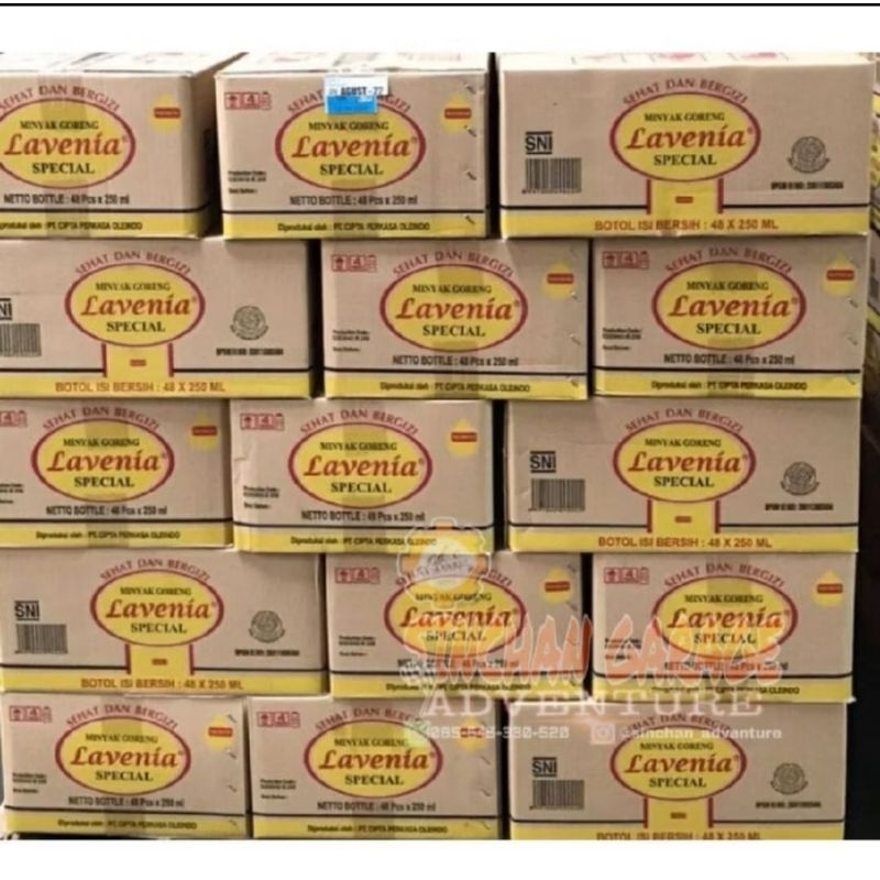 

Minyak Goreng Lavenia Special Botol 250 ml @ 1 karton (48)