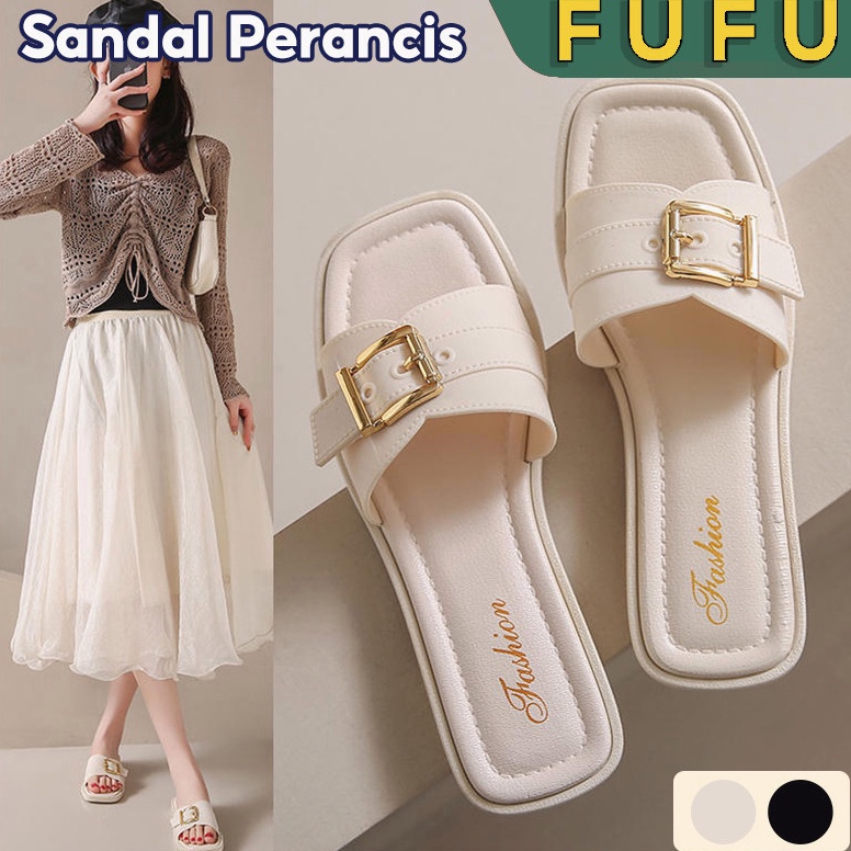 Terbaru FUFU Sandal slop wanita  sandal teplek fashion  sandal casual