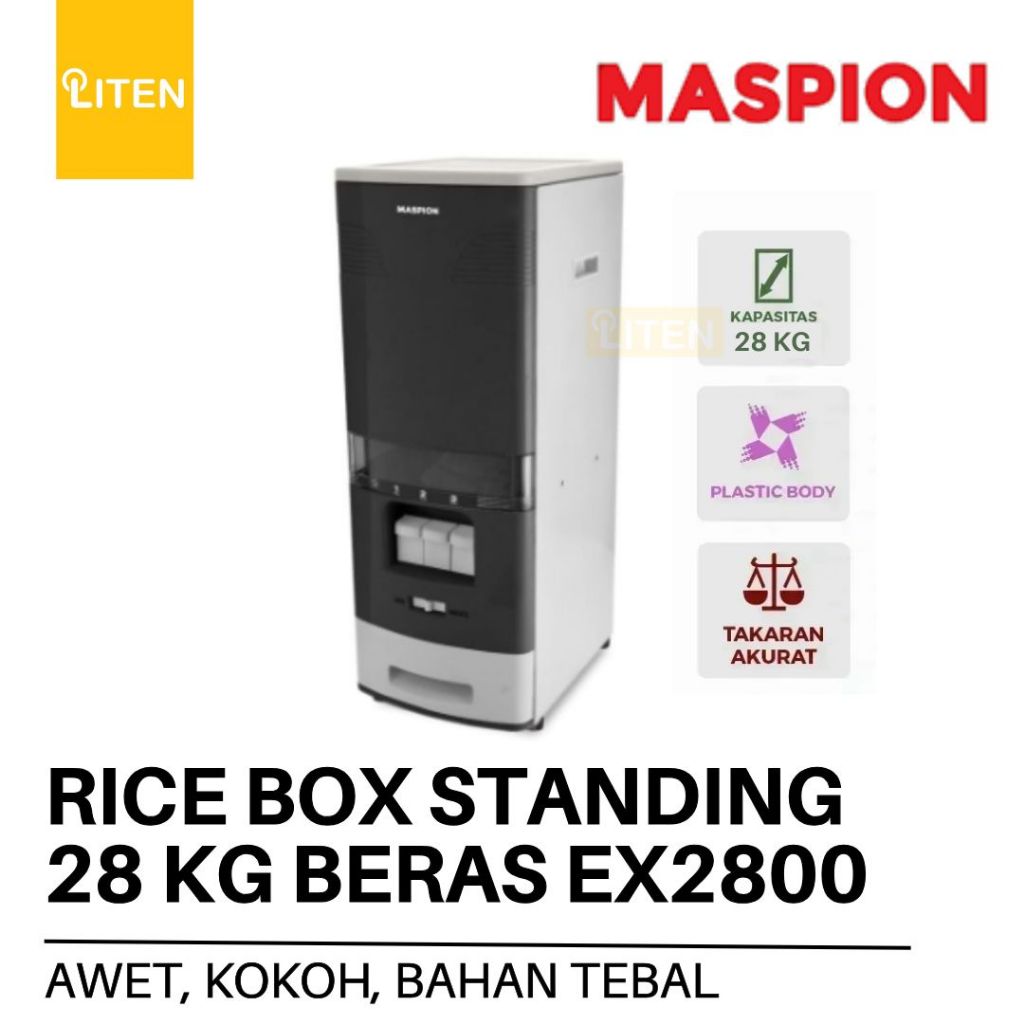 MASPION EX2800 - Rice Box Tempat Wadah Beras 28 Kg EX-2800 EX 2800