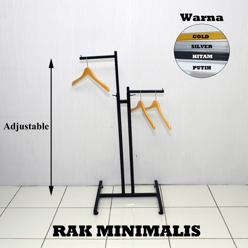 Rak Gantungan Baju Minimalis 2 Arah Gawangan - Gawang Baju Celana 2 Sisi