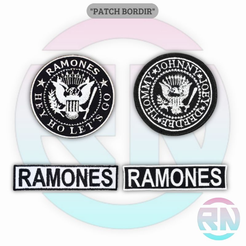 Emblem Patch Jahit Bordir Band RAMONES Logo Iron Patch Bordir Aksesoris Emblem Band Bordir Patch Ban