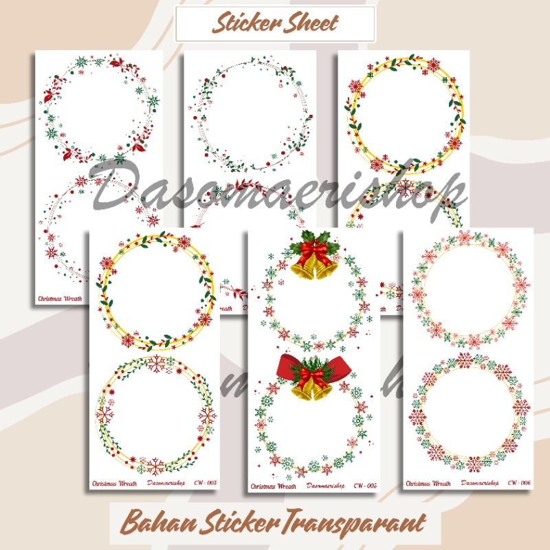 

Sticker Aesthetic Christmas Wreath Stiker Natal Dekorasi Journaling Scrapbook Handmade by Dasomaerishop