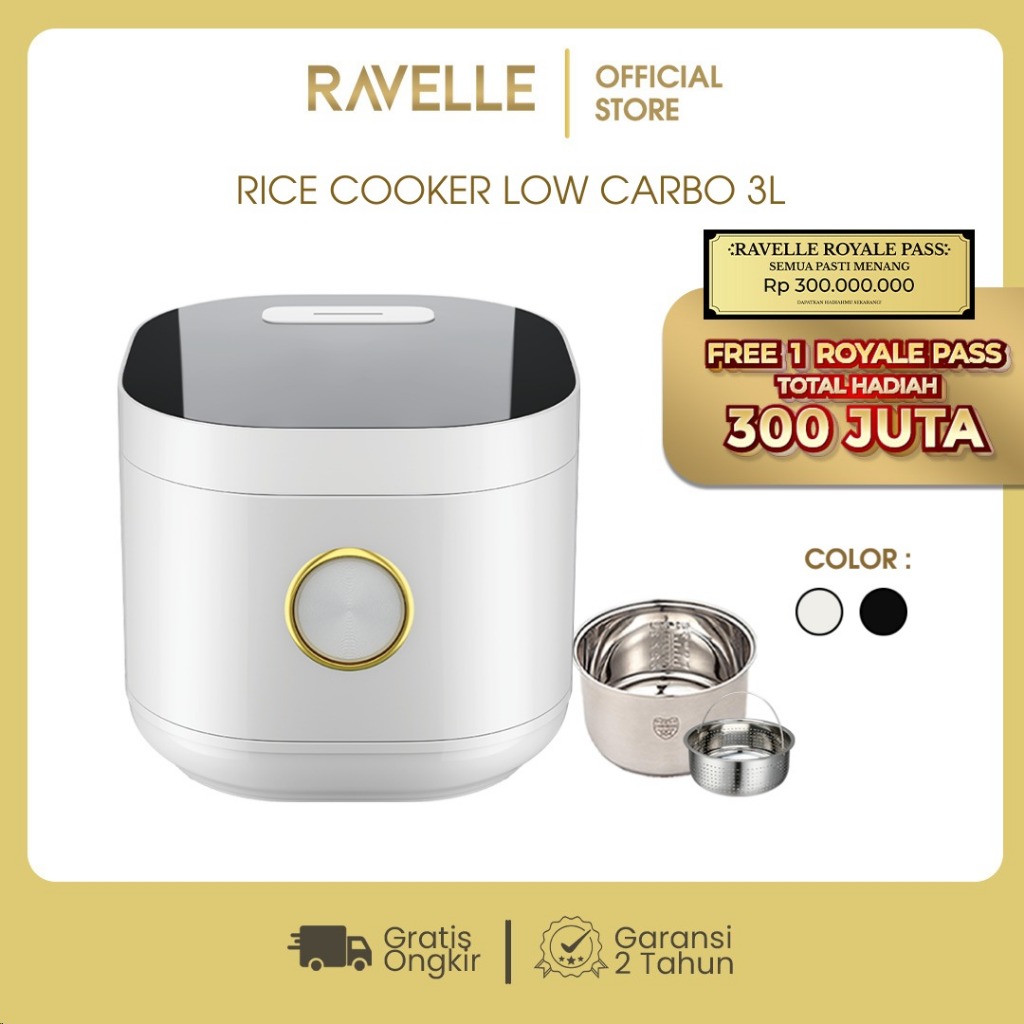 RAVELLE Rice Cooker Digital Low Carbo 1.2 Liter Nasi (3 Liter)  - Penanak Nasi - Low Watt