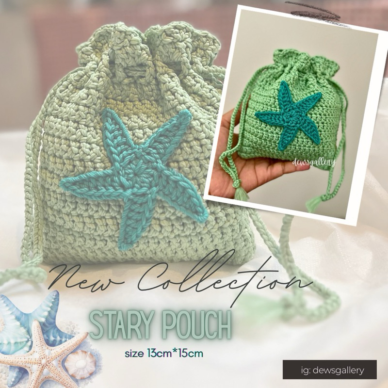 •Stary Pouch• Drawstring pouch | pouch serut rajut | pouch serut | pouch rajut | pouch rajut starfis