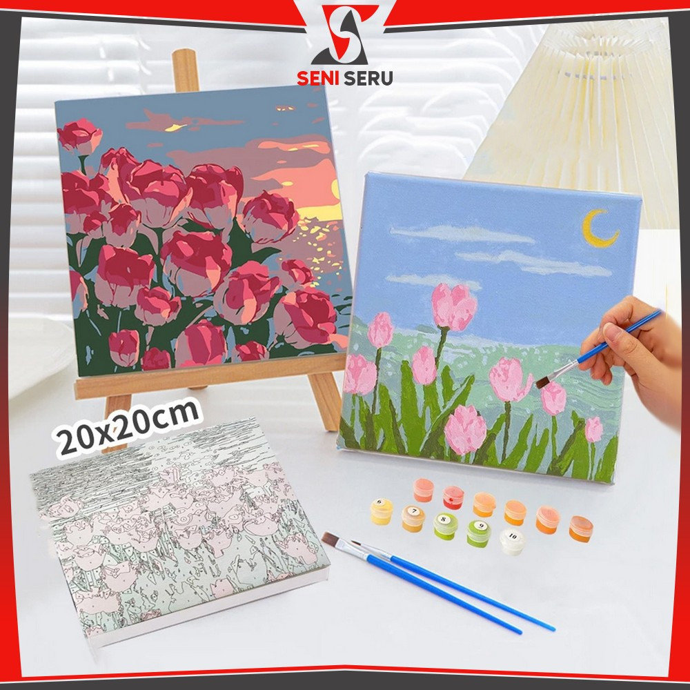 

Kanvas Siap Lukis Painting By Number Kit 20x20cm / DIY Canvas Digital Painting Acrylic Aesthetic Lukisan Bunga Pemandangan Seni Seru A110