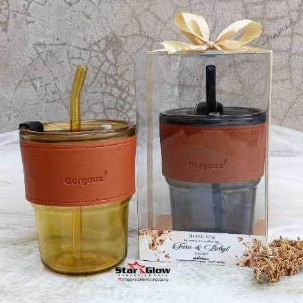 GELAS SEDOTAN / SOUVENIR GELAS KACA GEORGOUS /SOUVENIR PERNIKAHAN /GELAS KACA GEORGOUS 400ml