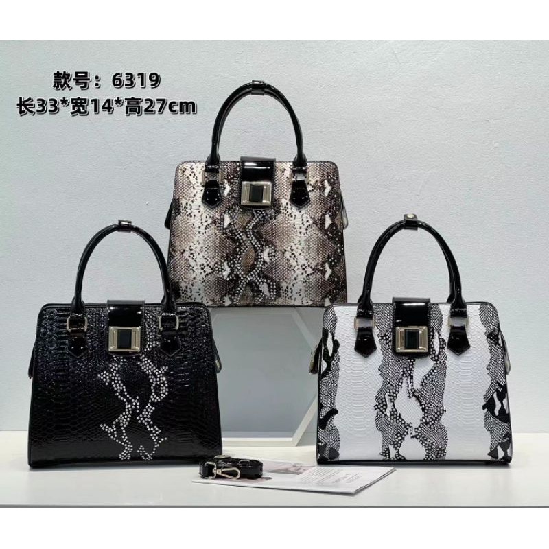 Tas Selempang Fashion Wanita Kerja Kantor Pesta Original Import Motif Ular Qian Dai Er 6319