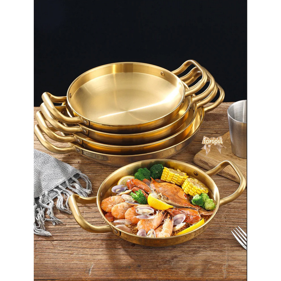 Panci CEPER Emas 22 24 26 cm Panci Mie Ramen Korea Stainless Steel Gold Cookware Alat Masak Serbagun