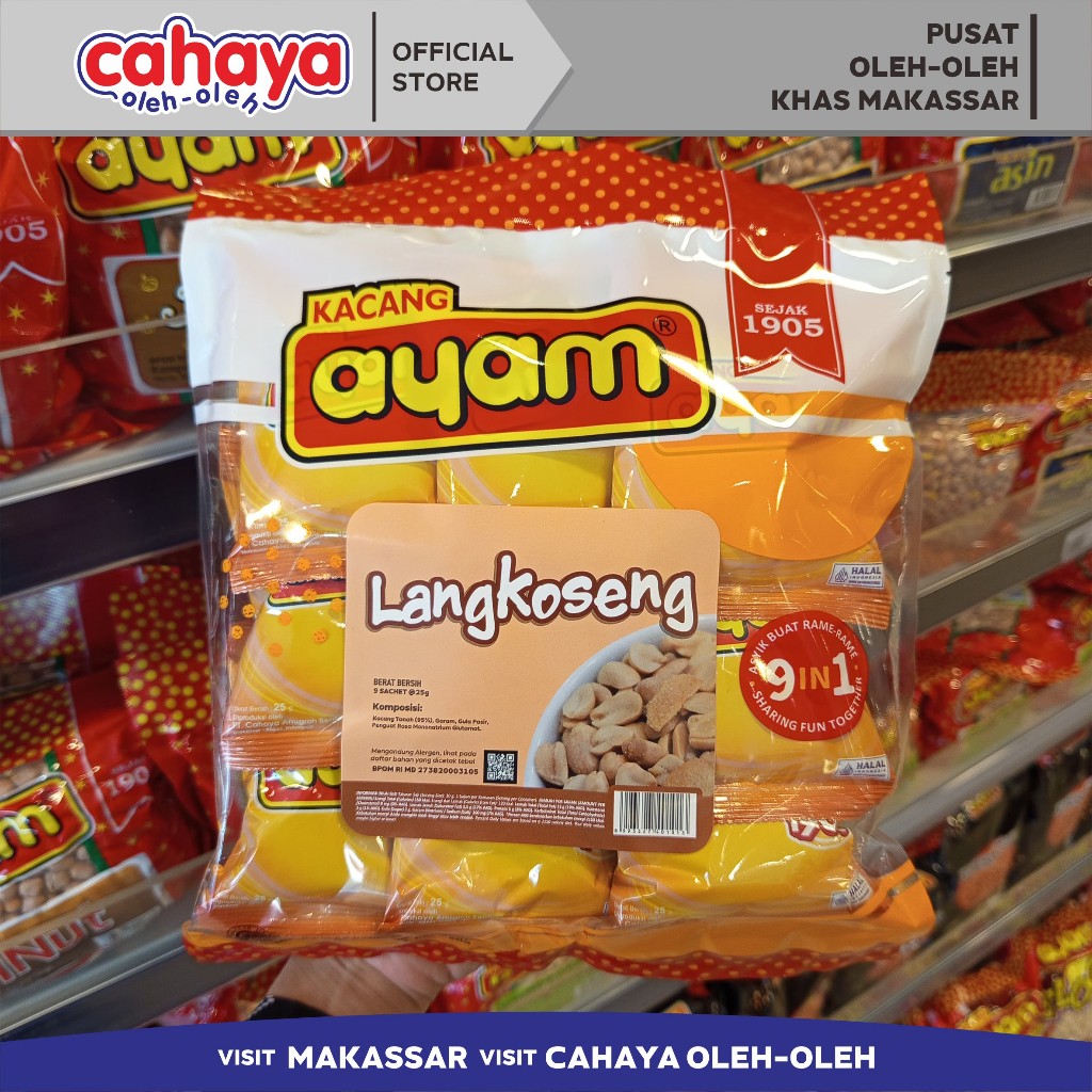 

Kacang Langkoseng Kacang Ayam Cahaya Oleh Oleh Makassar 225gr 9 in 1