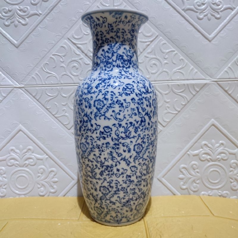 kramik vas/guci motif bunga