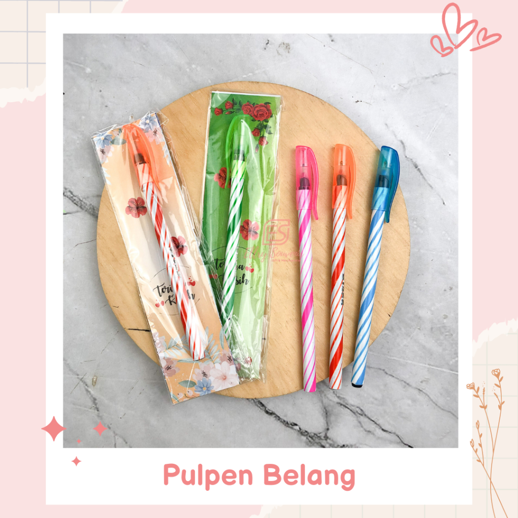 

Souvenir Pulpen Pen Bolpoint ULIR Kemas Plastik Alas Hias