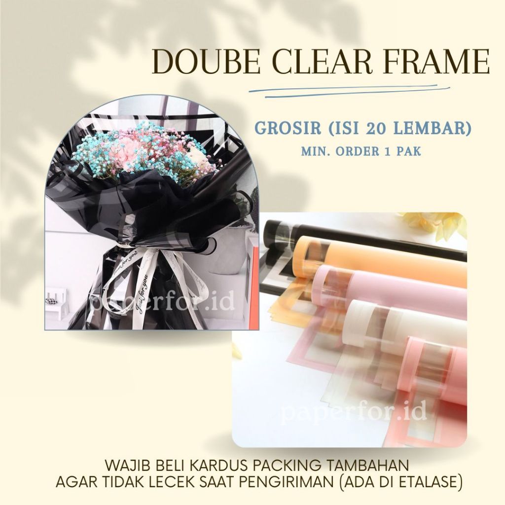 

GROSIR Kertas buket Bunga Cellophane DOUBLE CLEAR isi 20 lembar