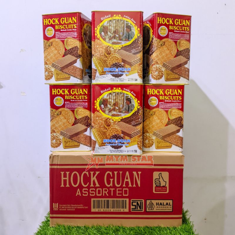 

(1 DUS) Hock Guan Assorted Biscuits Kaleng Segi 1350g isi 6