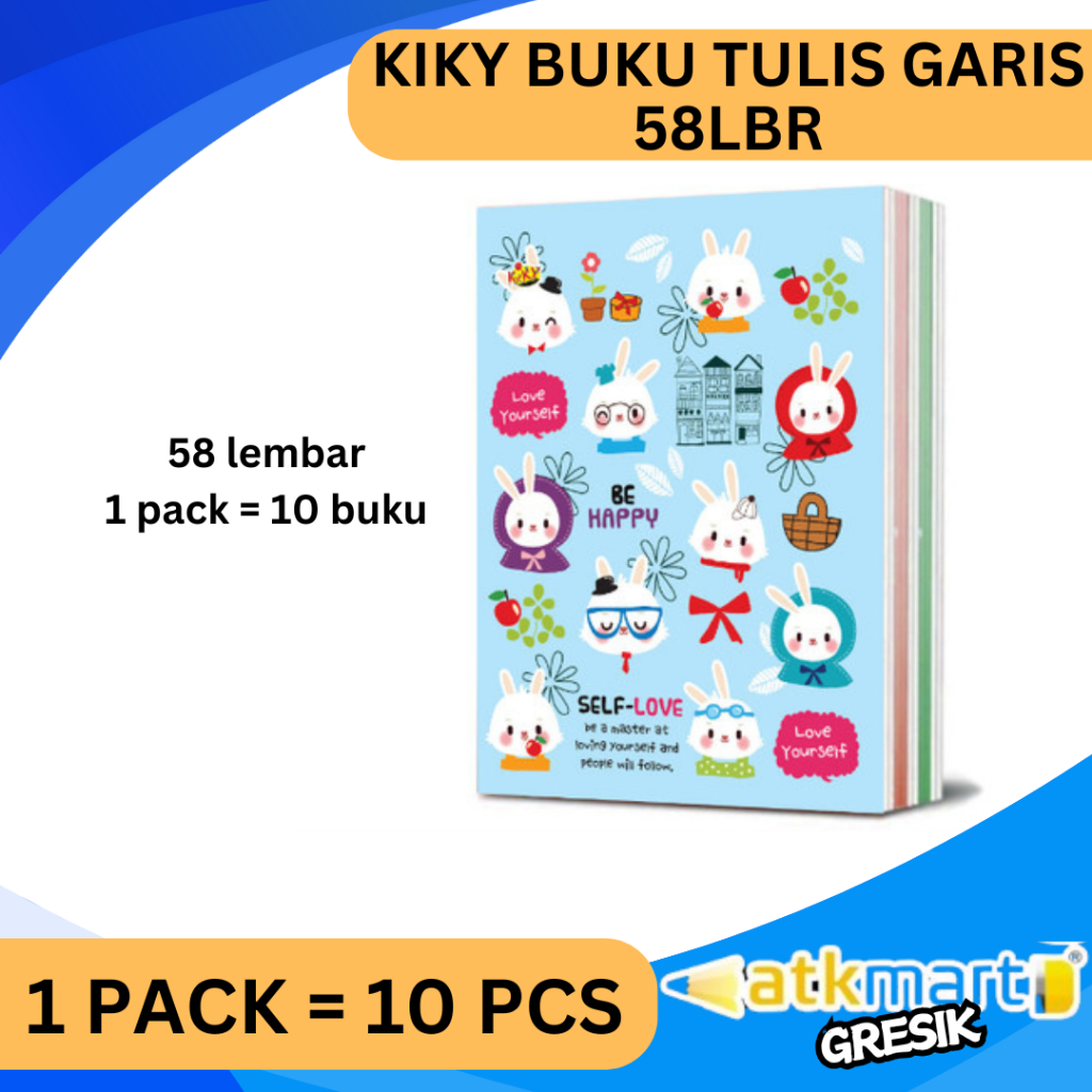 

KIKY BUKU TULIS 58 LEMBAR 1 PACK 10 BUKU MOTIF LUCU