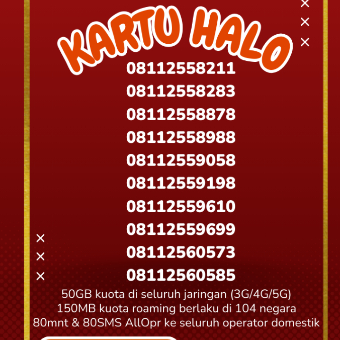 Kuota 50GB  Telkomsel kartu halo 11 digit nomor 8