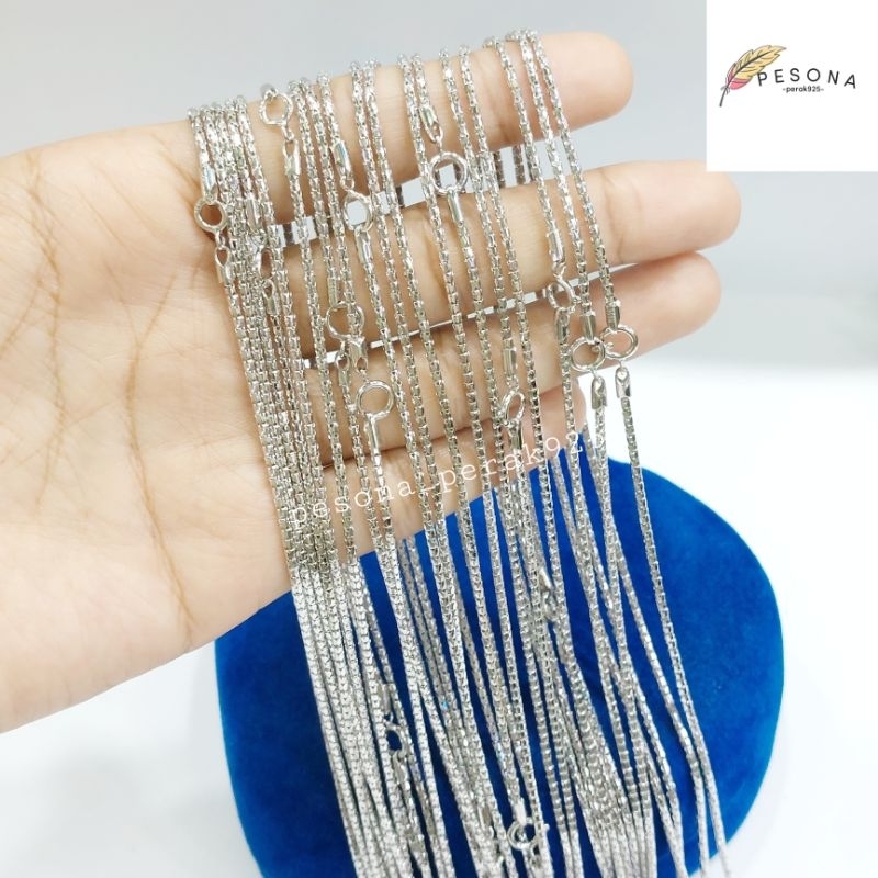 Kalung Perak Pria Wanita Silver 925 Lapis Emas Putih Model Emas - Kalung Anti Karat - Perhiasan Pera