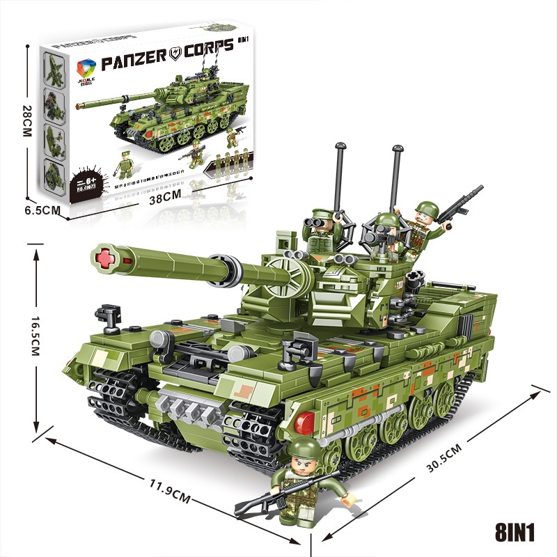 RETATARU. ZHEGAO 1032PCS BRICK TANK TEMPUR MILITER MODEL BLOCK BRICK PARTIKEL BESAR MAINAN TANK ANAK