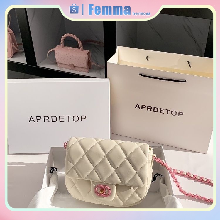 Persegi Kecil Wanita Selempang Putih Krim tas bahu tas selempang wanita slingbag korea import