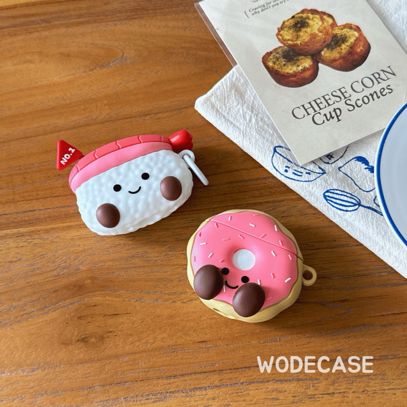 WODECASE Sushi and Donut Jellycat Airpods Case Silicone untuk Gen 1/2, Pro, Gen 3, Gen 4