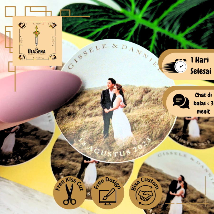 

Sticker Wedding Stiker Nikah Label Segel Souvenir Pernikahan Tunangan Chromo / Vinyl Diasena