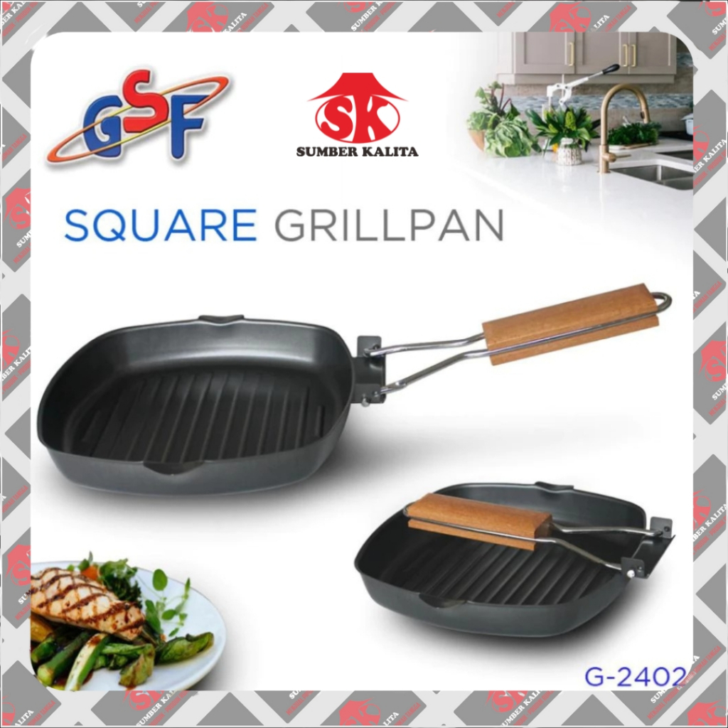 Panggangan BBQ Kotak Lipat GSF 2602 24 cm Wajan Grill Pan Anti Lengket