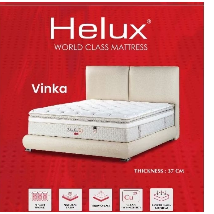 Matras Helux type Vinka tebal kasur 37 cm, ukuran lengkap jenis ada set original resmi Helux lengkap