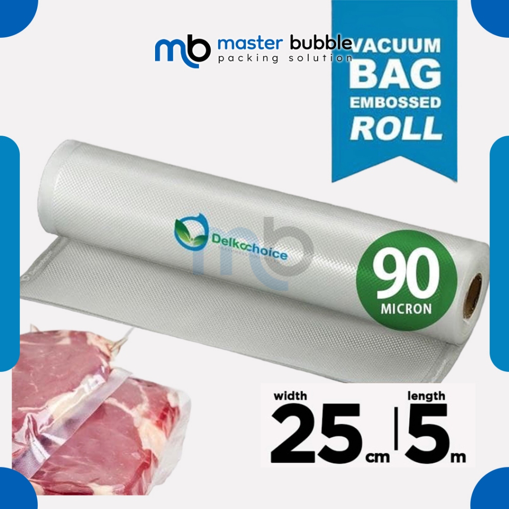 Vacuum Embossed Roll Bening 25cm x 5 meter Plastik Vakum Makanan Vacum Bag Sealer  - Delkochoice