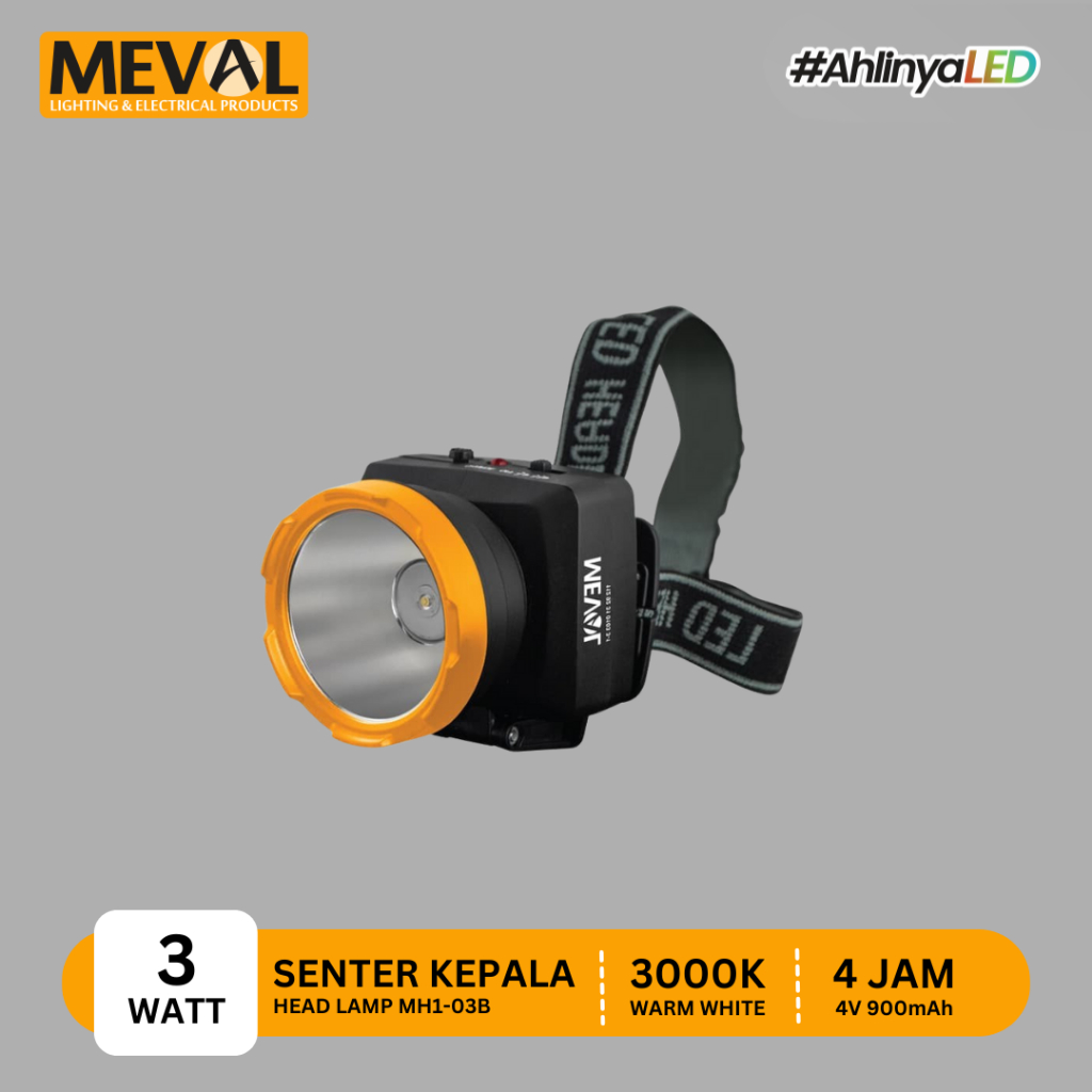 MEVAL Senter Kepala LED Head Lamp 3 Watt - Kuning