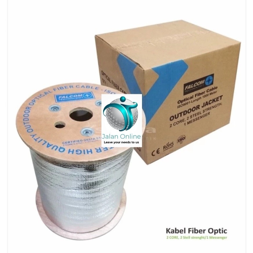 Kabel FO Dropcore 2 Core 3 Seling 1000M Fiber Optik FTTH 2core 3seling Falcom