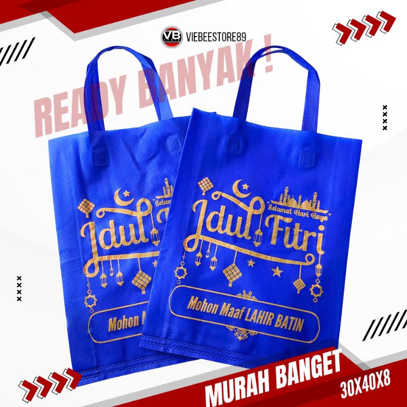 

PROMO TAS SPUNBOND LEBARAN BESAR FREE SABLON ANTI LUNTUR GOODIEBAG BINGKISAN PARCEL HARI RAYA IDUL FITRI NEW SERIES TEBAL MURAH KUAT AWET UKURAN JUMBO MUAT SEMBAKO 30.40.8