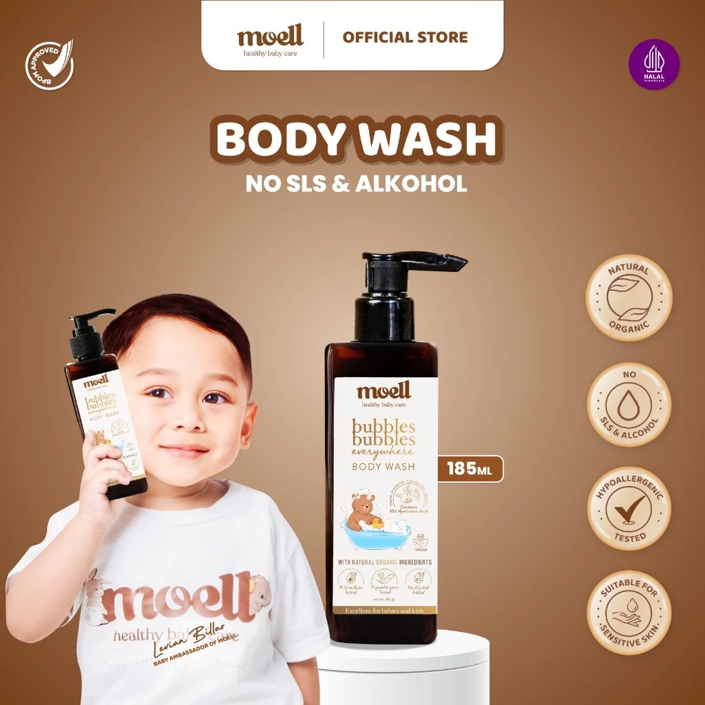 MOELL Body Wash / Sabun Bayi Moell / Sabun Anak Moell / Sabun Mandi Bayi / Sabun Mandi Anak