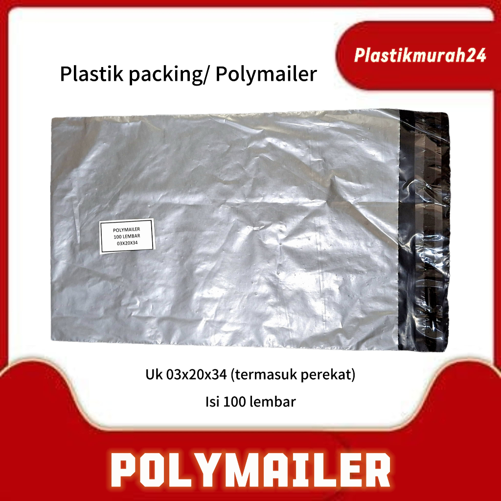 

Plastik packing Polymailer / kantong polymailer 20x34 Silver