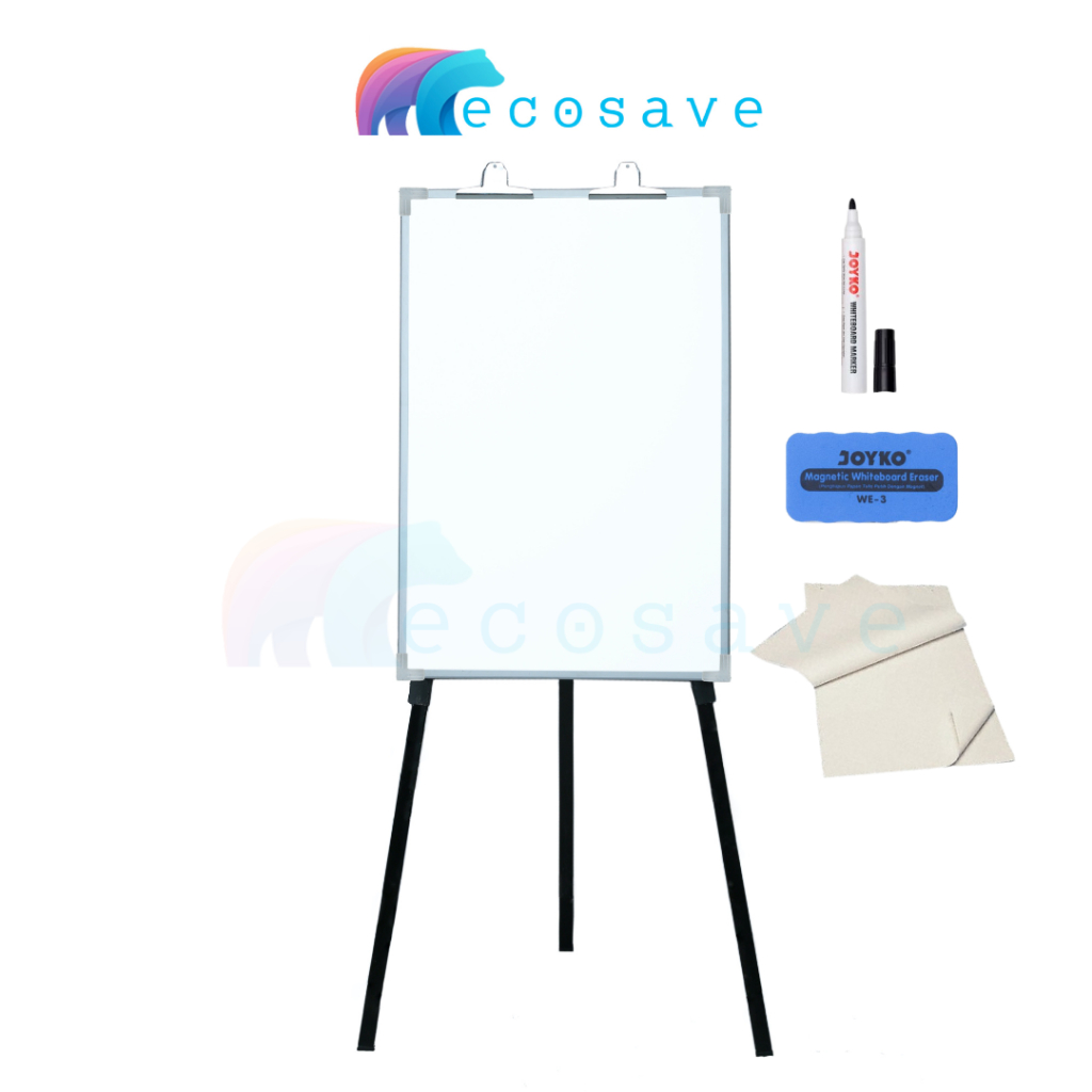 

Flipchart Non Magnetic 60x90 cm Flip Chart Whiteboard Standing Portable Papan Presentasi White Board Non Magnetik Portabel 3 Kaki