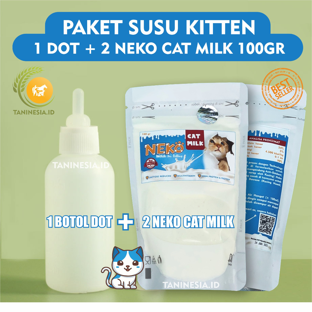 SUSU KUCING + DOT KUCING SILIKON PAKET BUNDLE SUSU + DOT KITTEN BAYI BARU LAHIR HINGGA DEWASA 100GR