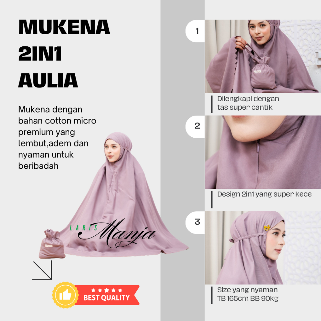 TERMURAH MUKENA KATUN MICRO AULIA 2IN1 // FREE MINI PARFUM