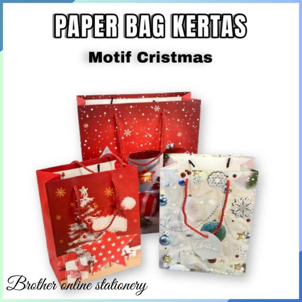 

BOS Paper Bag Motif Natal/Paperbag Christmas/Goodie Bag Natal/Paper Tote Bag