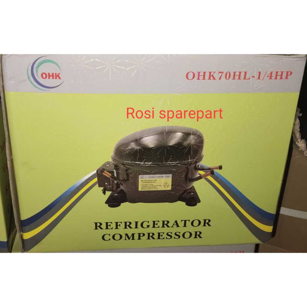 KOMPRESOR / COMPRESSOR KULKAS 1/4 PK/HP 100% FOTO ASLI BARU DAN ORI MERK OHKKODE (PE65H1H-9) 220V/50