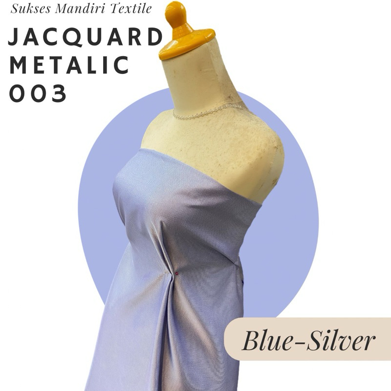Jacquard Metalic Warna Blue-Silver, two tone, jacquard gradasi, jaquard glitter, jaquard metalik, ga