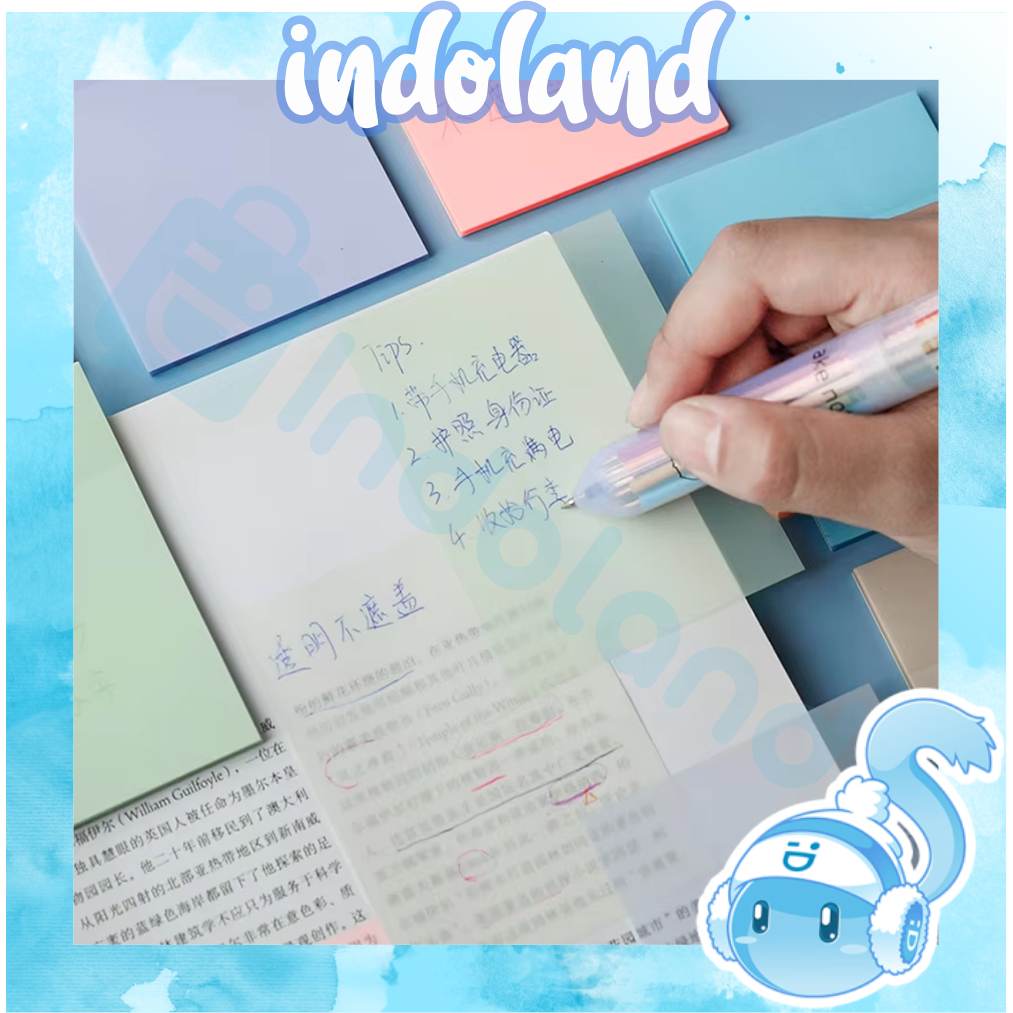 

☀ INDOLAND ☀ Sticky Note Transparan Isi 50 Lembar Waterproof Serbaguna Untuk Kantor Sekolah / Kertas Memo Tahan Air / Memo Kertas Tempel Anti Air / Label Stickers Catatan Bening S145