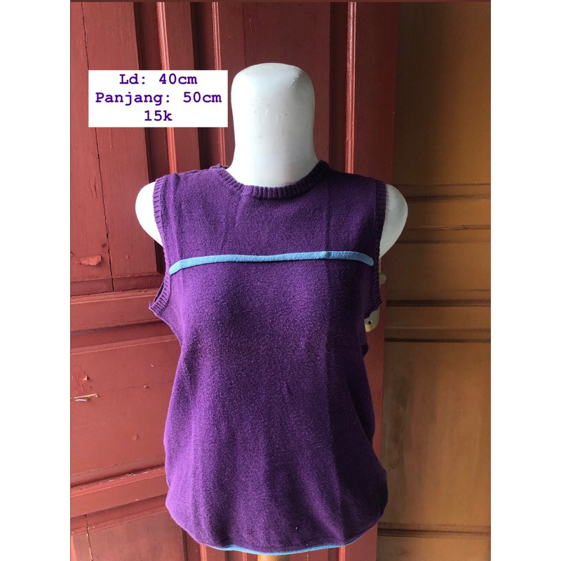 Vest Ungu Baju Layer Vest Rajut Atasan Wanita Knitwear