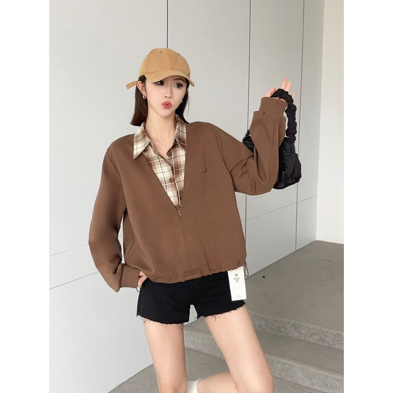 Nineties Studio - Kemeja kotak & sweater / kemeja wanita / kemeja korea / sweater kemeja / kemeja sw