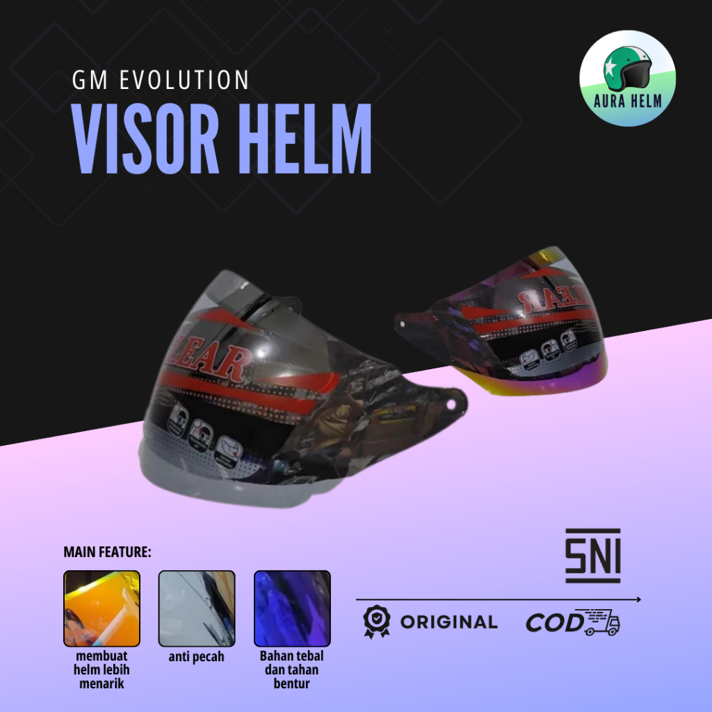 KACA VISOR HELM GM EVOLUTION MERK CLEAR ANTI PECAH ANTI SILAU