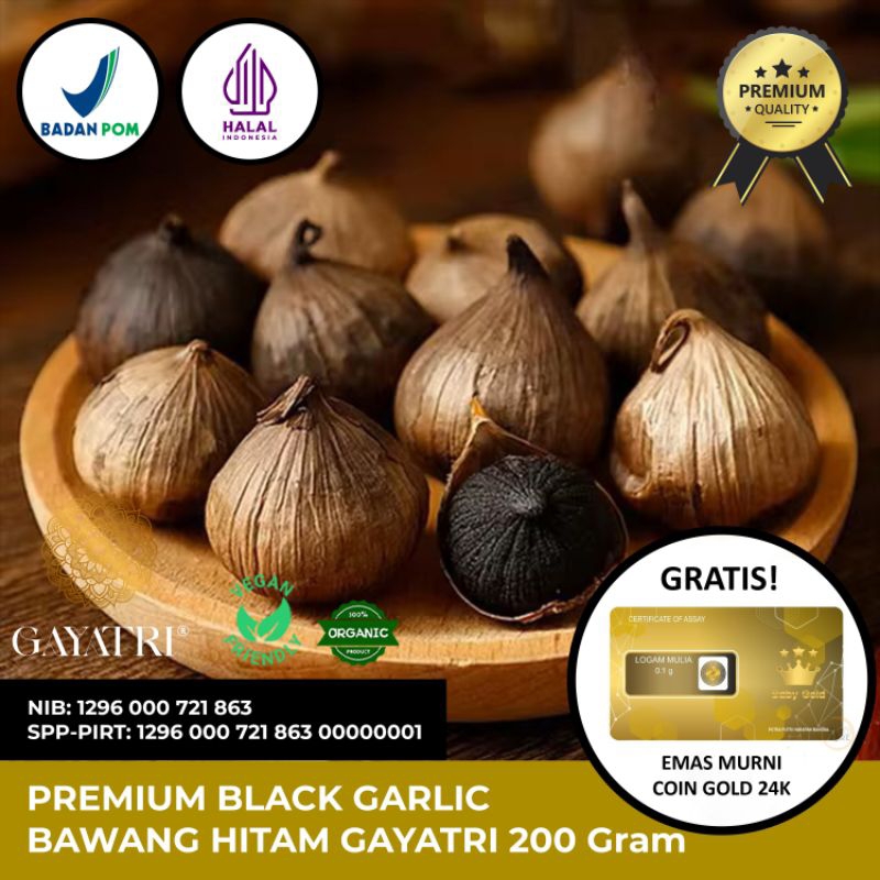 

PROMO 200 GRAM - Black Garlic Premium / Bawang Hitam Tunggal Gayatri (GRATIS! EMAS MURNI ANTAM 24k) Bawang Lanang