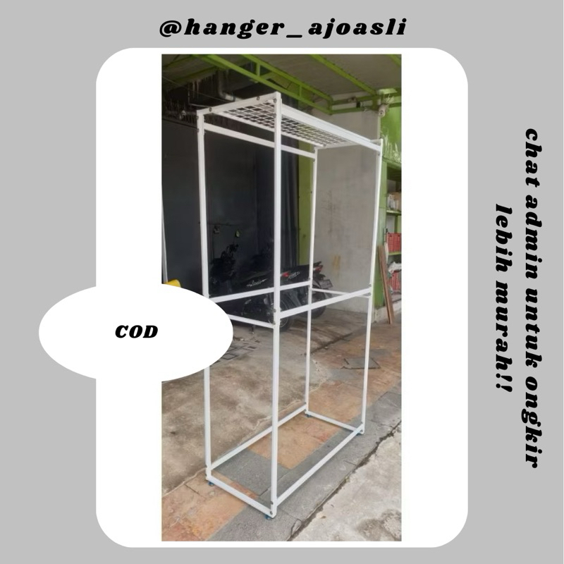 Gantungan Besi Baju 2Tingkat + Jaring Ram Rak Patung
