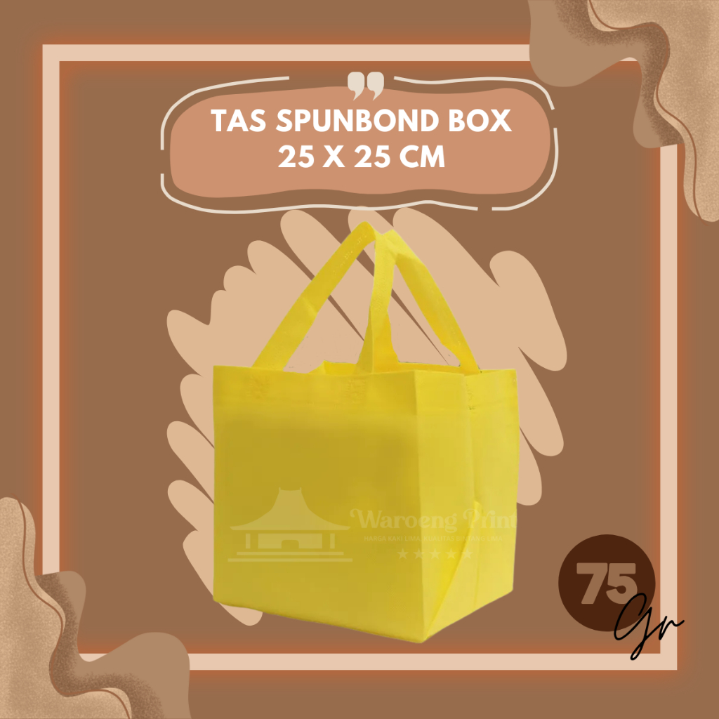 

Tas Spunbond Box Handle Lipat Samping Tas Kotak Makanan Goodie Bag 75 Grm Ukuran 25x25x25 cm Spunbondpro bag store