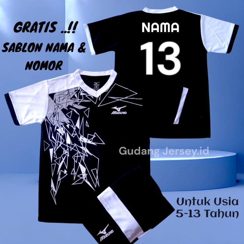 BAJU FUTSAL SABLON NAMA DAN NOMOR BAJU FUTSAL ANAK ANAK 5-13 TAHUN