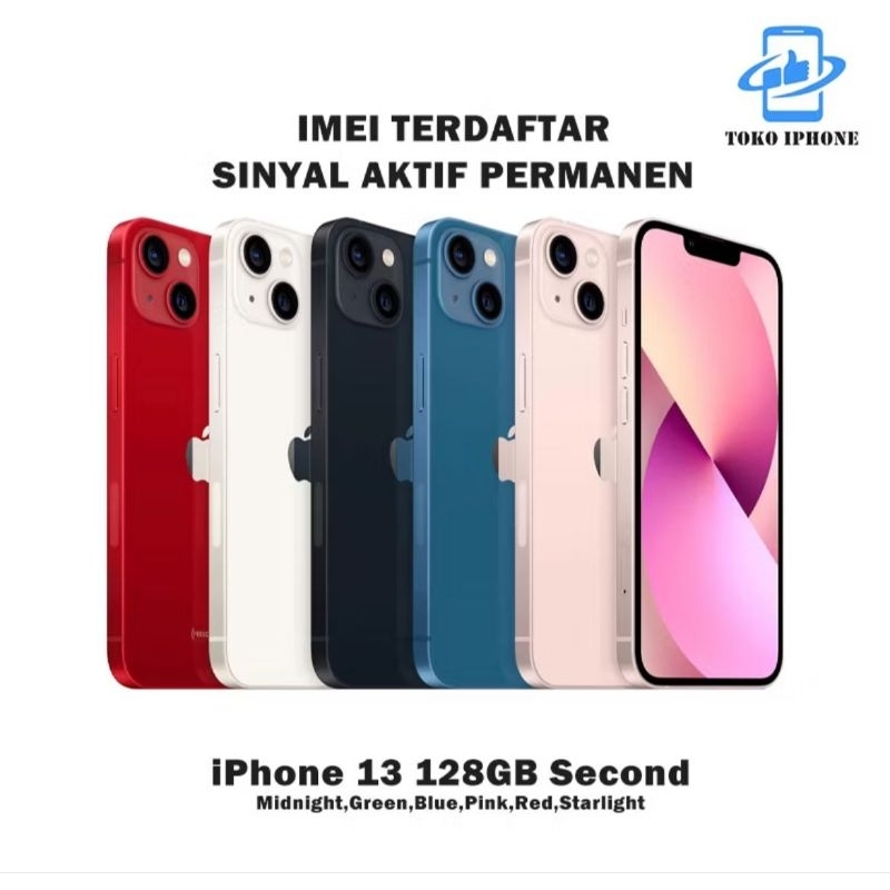 ￼iPhone 13 128GB Second Original 100% Fullset Mulus/iPhone bekas Tersedia di toko 11-13Pro Max/iphon