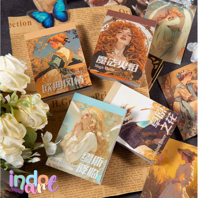 

( IAS) B3 - Material Paper Book Set Kertas Scrapbook Journal Vintage Retro Girl Angel Noble Woman isi 50 sheets